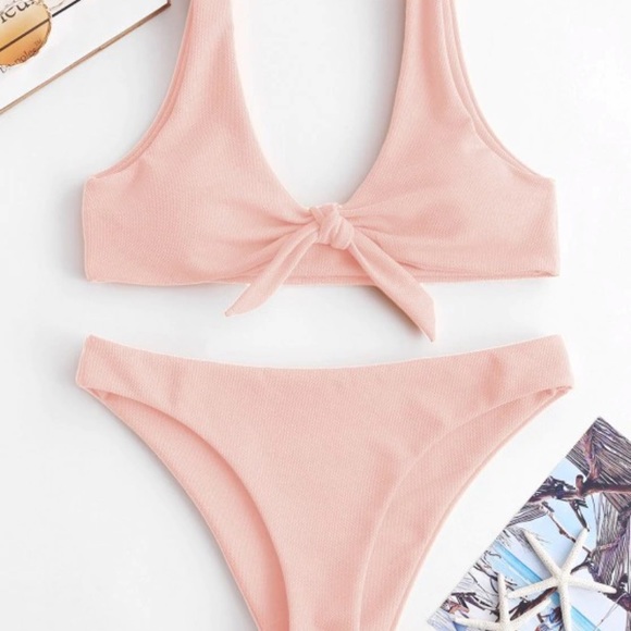 ZAFUL Light Pink Textured Bikini, NWT, size M - Picture 3 of 8